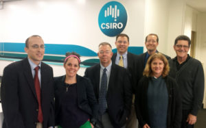 IIAD and TCAT staff members traveled to Australia to visit multiple CSIRO sites for the MICE project kickoff meeting. Left to right: Keith Biggers, Ph.D., TCAT director of computing information and technology; Melissa Berquist, Ph.D., IIAD associate director; Jim Wall, Ph.D., TCAT executive director; Matthew Cochran, DVM, MIA, IIAD program director; Christopher Kocmoud, TCAT senior engineer; Nerolie Oakes, Data 61 senior engineer; John Zic, Ph.D, Data 61 research group leader.